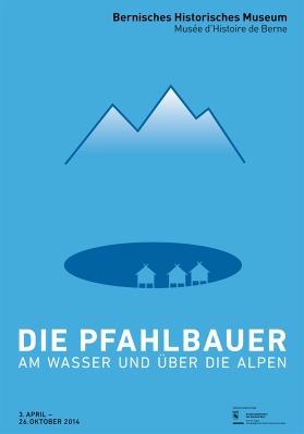 Visual zur Wechselausstellung «Die Pfahlbauer – Am Wasser und über die Alpen» © Bernet & Schönenberger, Gestaltung und Typografie, Zürich